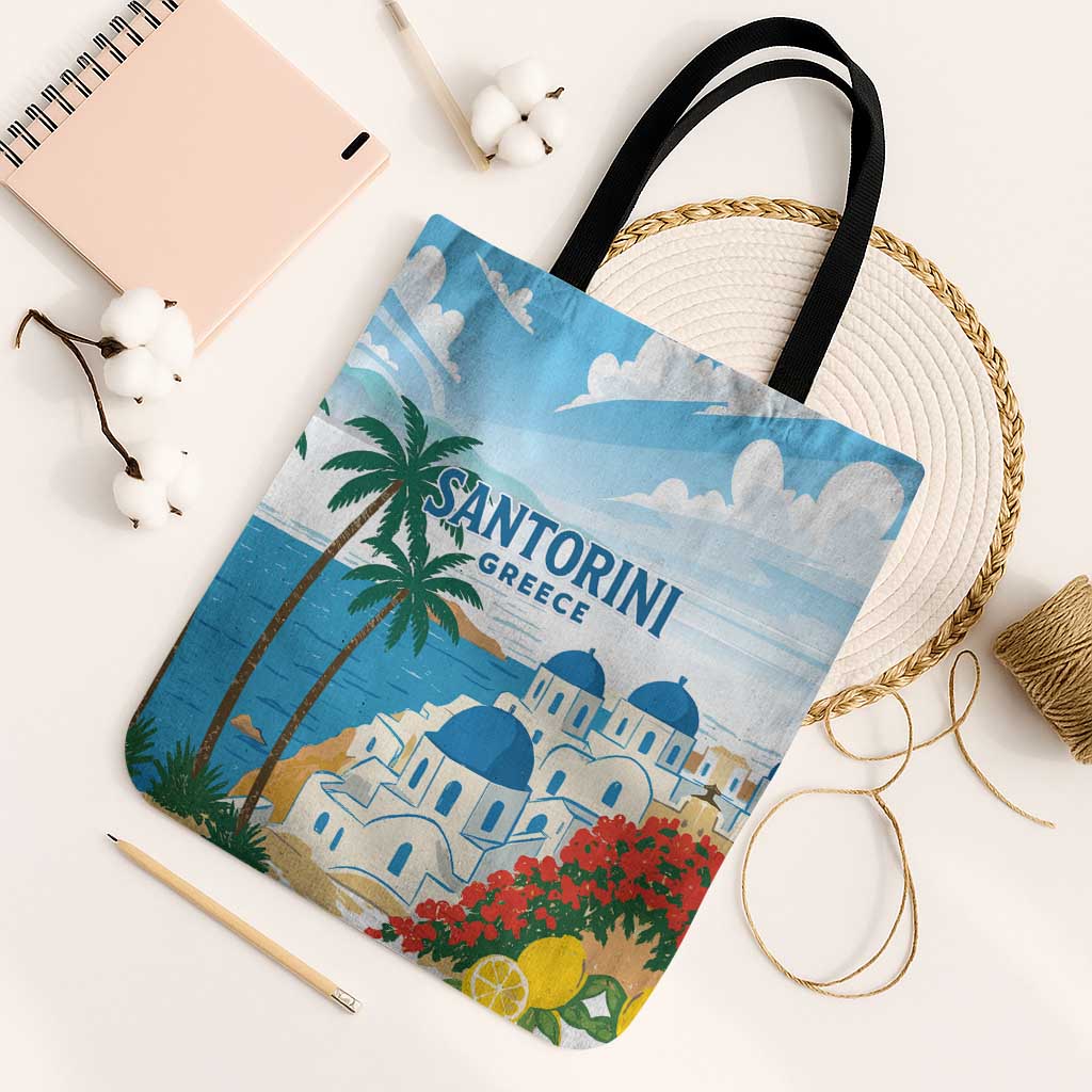 Greece Santorini Tote Bag Greek Island Blue Dome Architecture Art