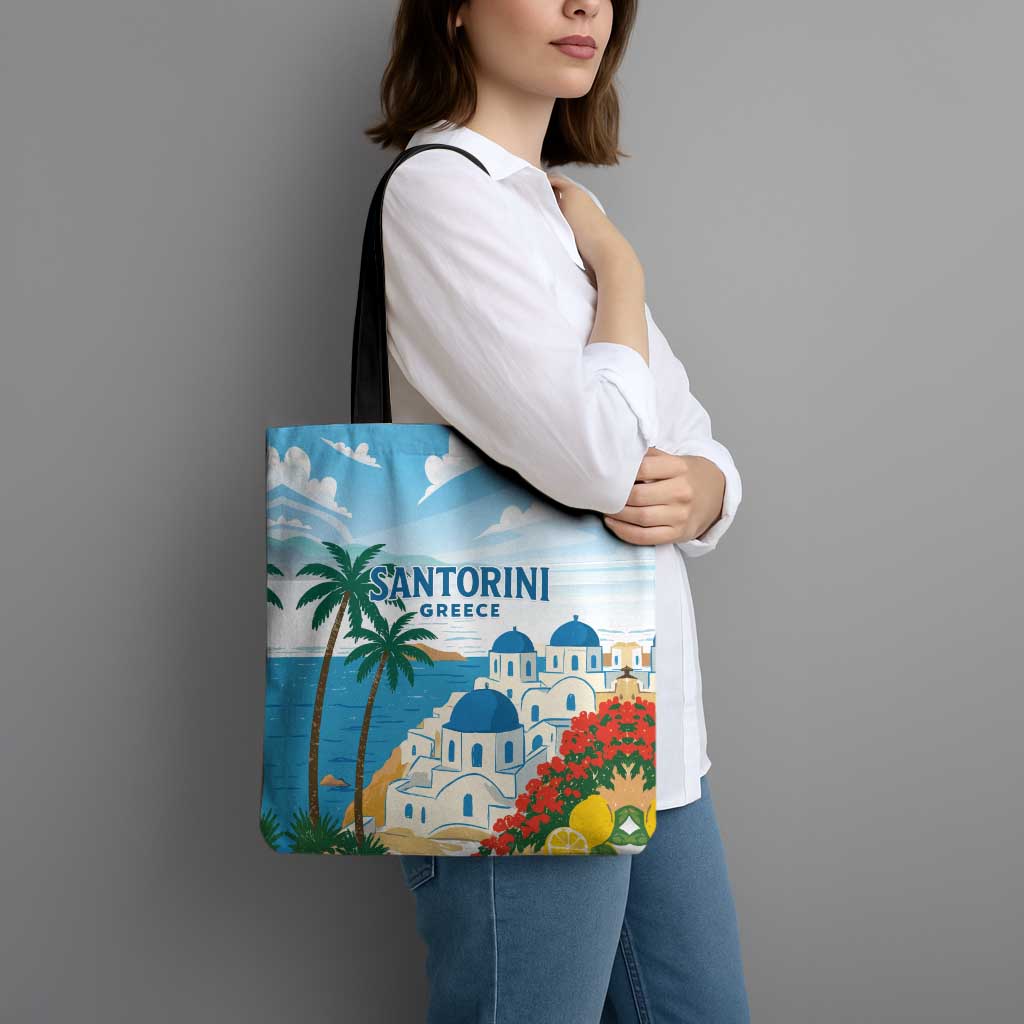 Greece Santorini Tote Bag Greek Island Blue Dome Architecture Art