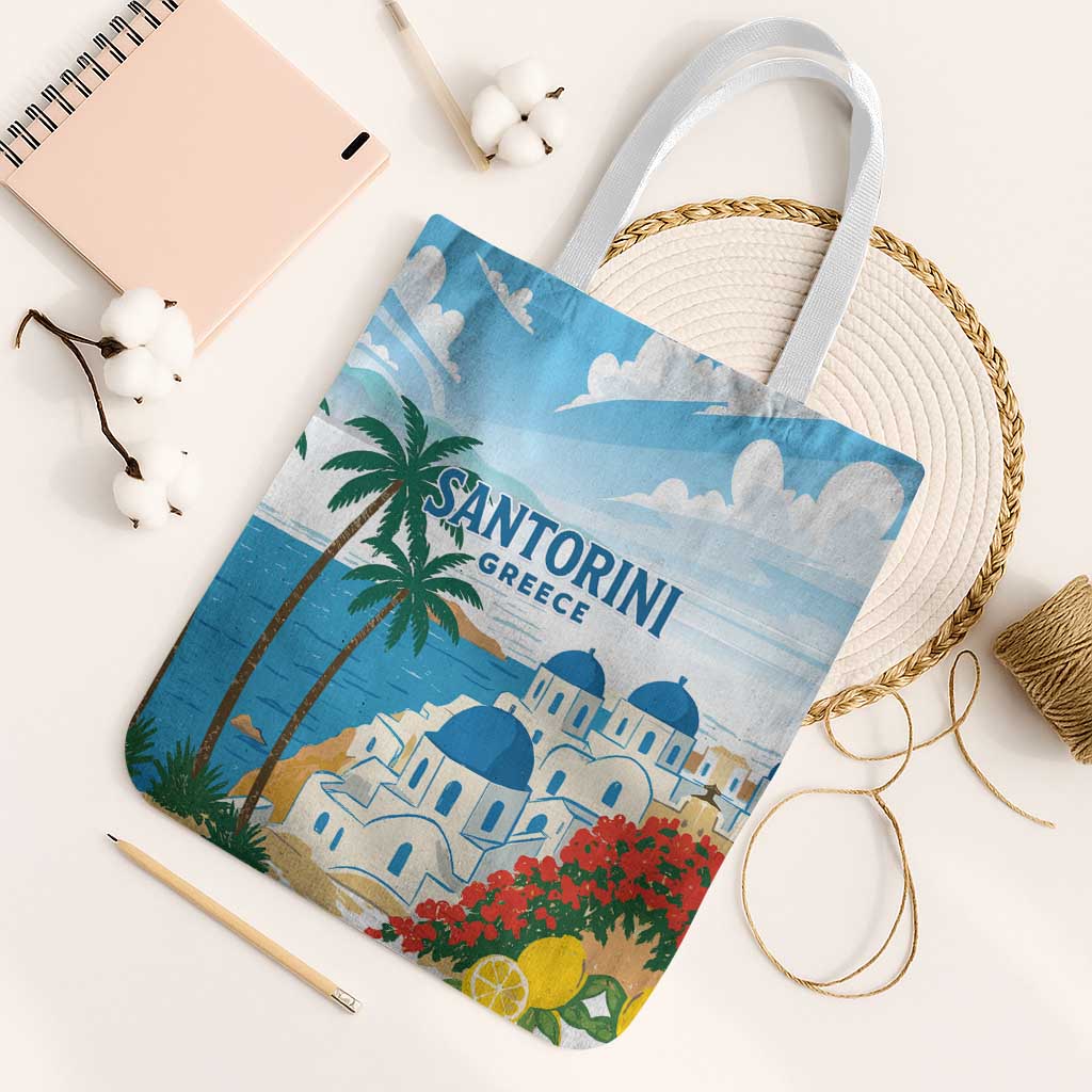 Greece Santorini Tote Bag Greek Island Blue Dome Architecture Art
