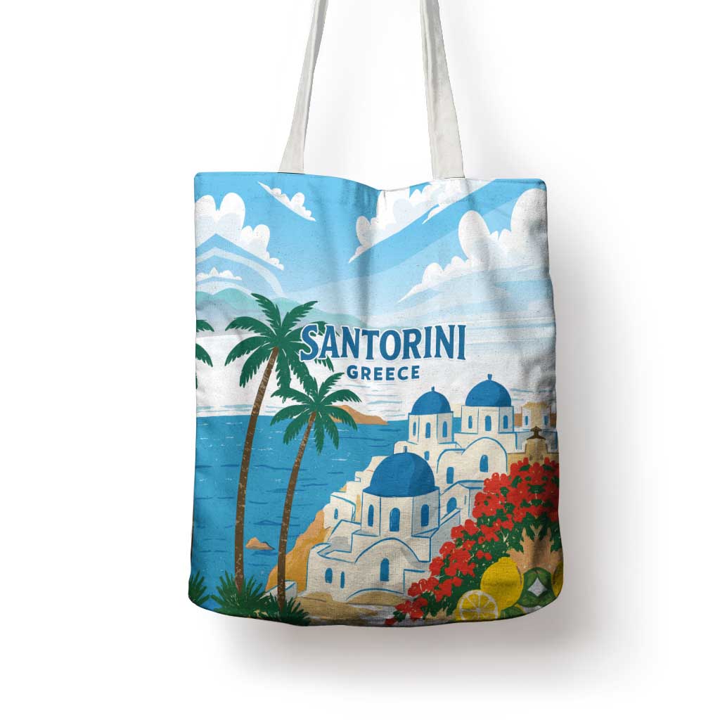 Greece Santorini Tote Bag Greek Island Blue Dome Architecture Art