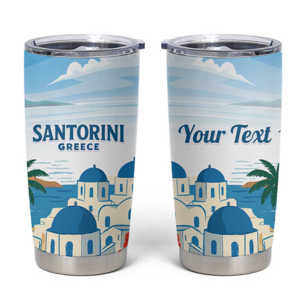 Greece Santorini Personalized Tumbler Cup Greek Island Blue Dome Architecture Art