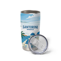 Greece Santorini Personalized Tumbler Cup Greek Island Blue Dome Architecture Art