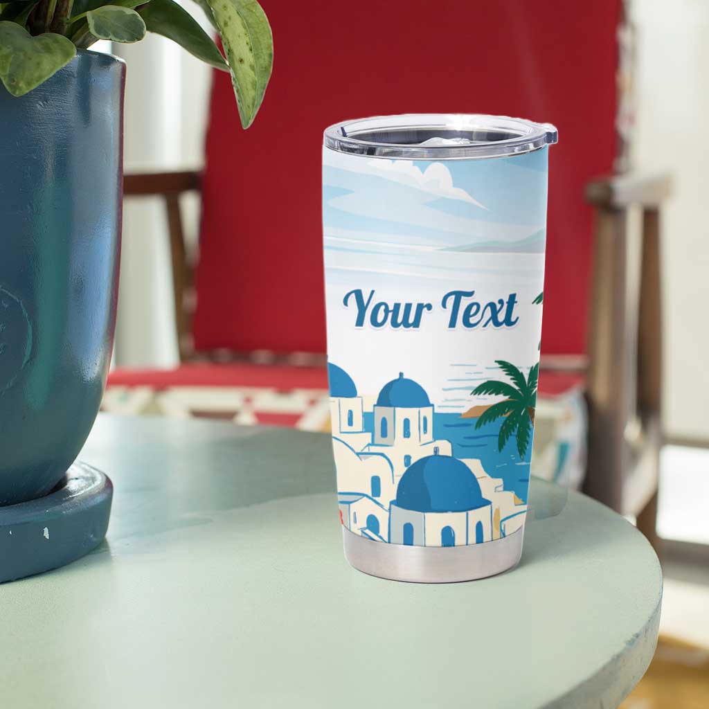 Greece Santorini Personalized Tumbler Cup Greek Island Blue Dome Architecture Art