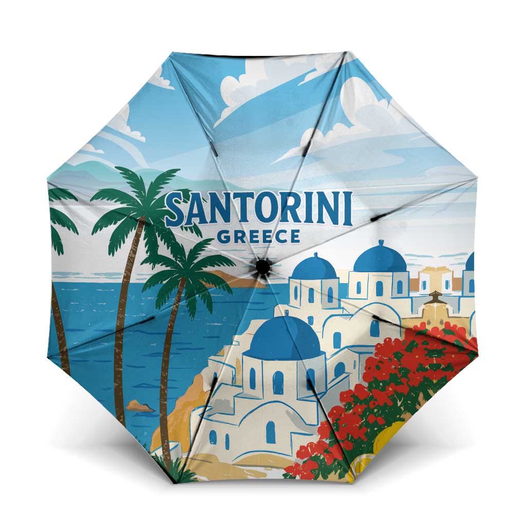 Greece Santorini Umbrella Greek Island Blue Dome Architecture Art