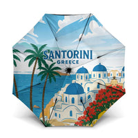 Greece Santorini Umbrella Greek Island Blue Dome Architecture Art
