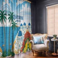 Greece Santorini Window Curtain Greek Island Blue Dome Architecture Art