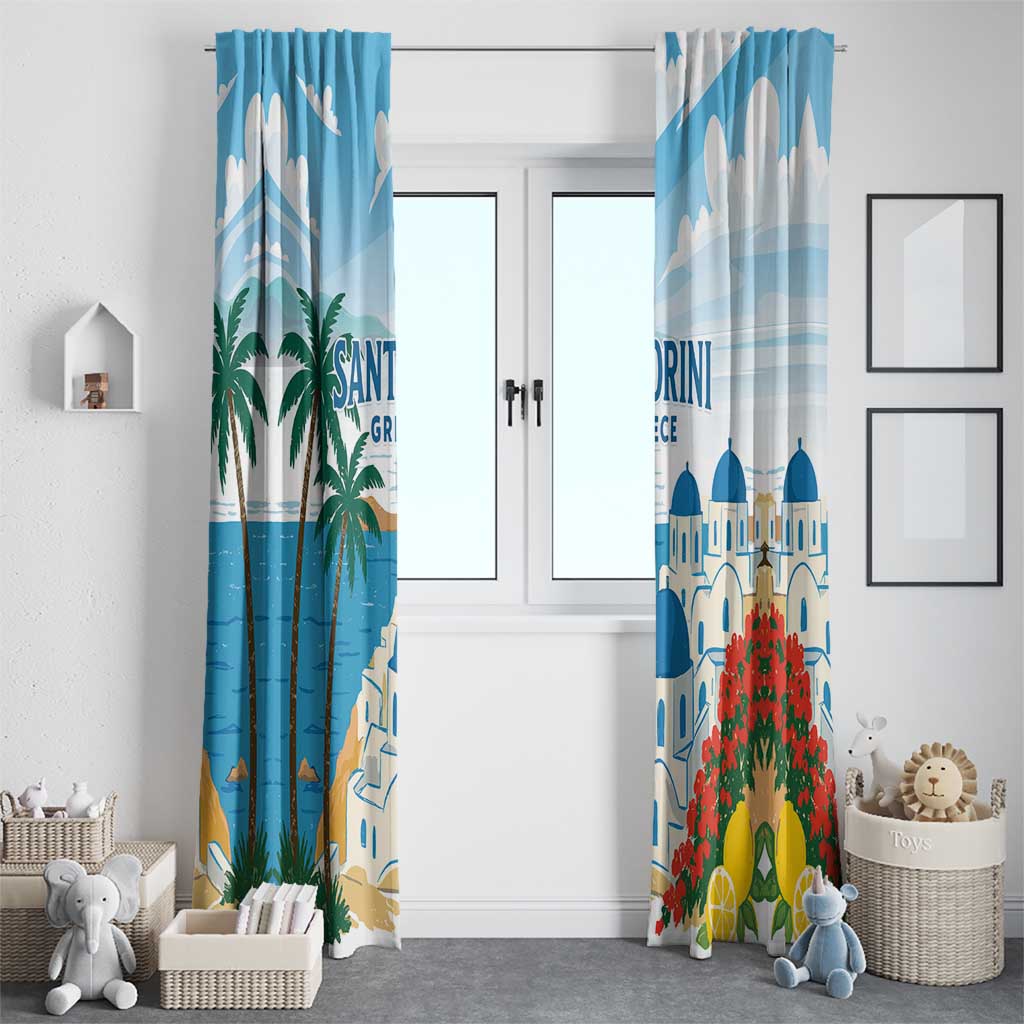 Greece Santorini Window Curtain Greek Island Blue Dome Architecture Art