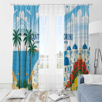 Greece Santorini Window Curtain Greek Island Blue Dome Architecture Art