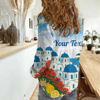 Greece Santorini Personalized Women Casual Shirt Greek Island Blue Dome Architecture Art