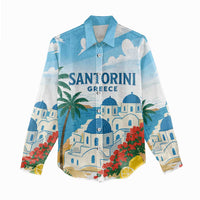 Greece Santorini Personalized Women Casual Shirt Greek Island Blue Dome Architecture Art