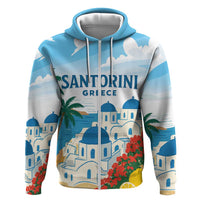 Greece Santorini Personalized Zip Hoodie Greek Island Blue Dome Architecture Art