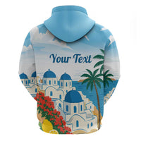 Greece Santorini Personalized Zip Hoodie Greek Island Blue Dome Architecture Art