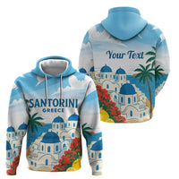 Greece Santorini Personalized Zip Hoodie Greek Island Blue Dome Architecture Art
