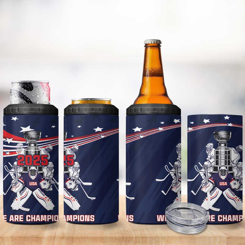 United States Ice Hockey 4 in 1 Can Cooler Tumbler USA We Are Champions 2025