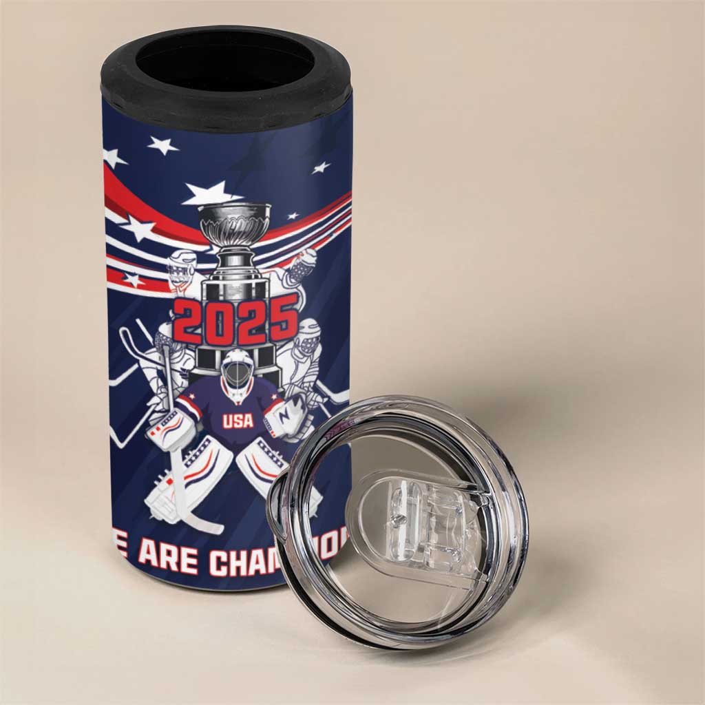 United States Ice Hockey 4 in 1 Can Cooler Tumbler USA We Are Champions 2025