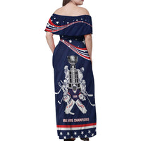 United States Ice Hockey Family Matching Off Shoulder Maxi Dress and Hawaiian Shirt USA We Are Champions 2025