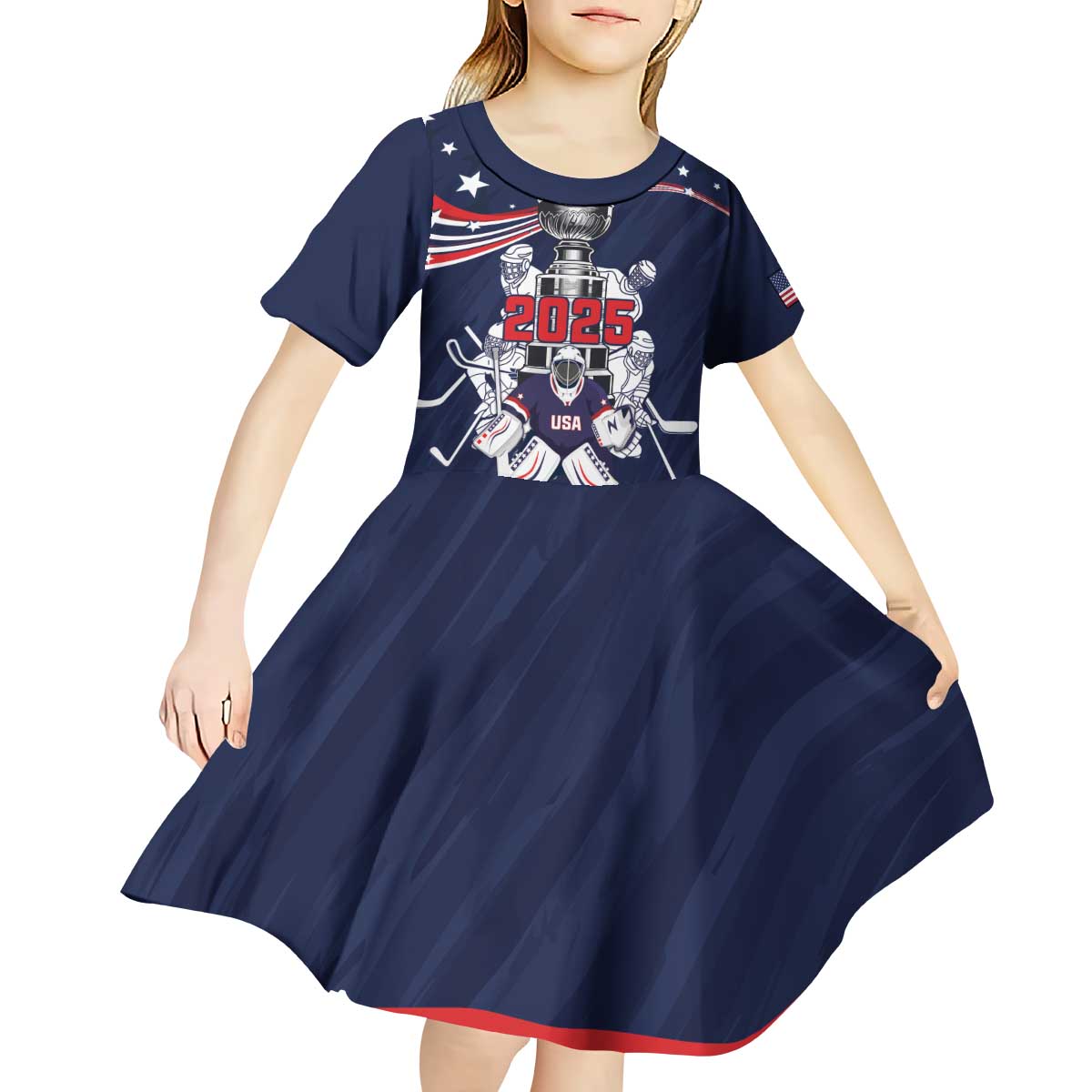 United States Ice Hockey Kid Short Sleeve Dress USA We Are Champions 2025