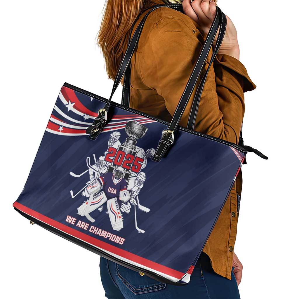 United States Ice Hockey Leather Tote Bag USA We Are Champions 2025