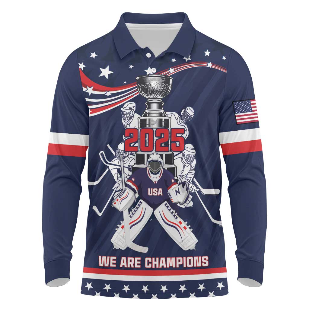 United States Ice Hockey Long Sleeve Polo Shirt USA We Are Champions 2025