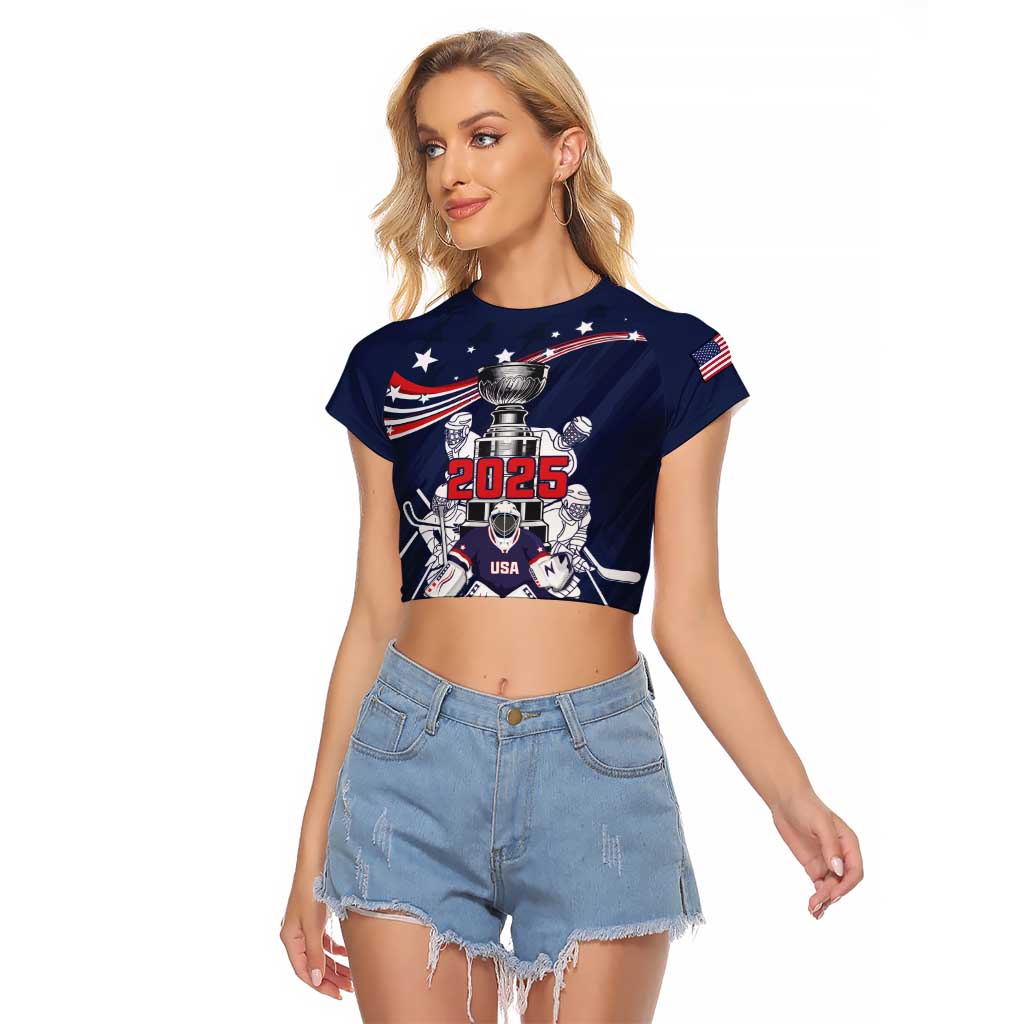 United States Ice Hockey Raglan Cropped T Shirt USA We Are Champions 2025