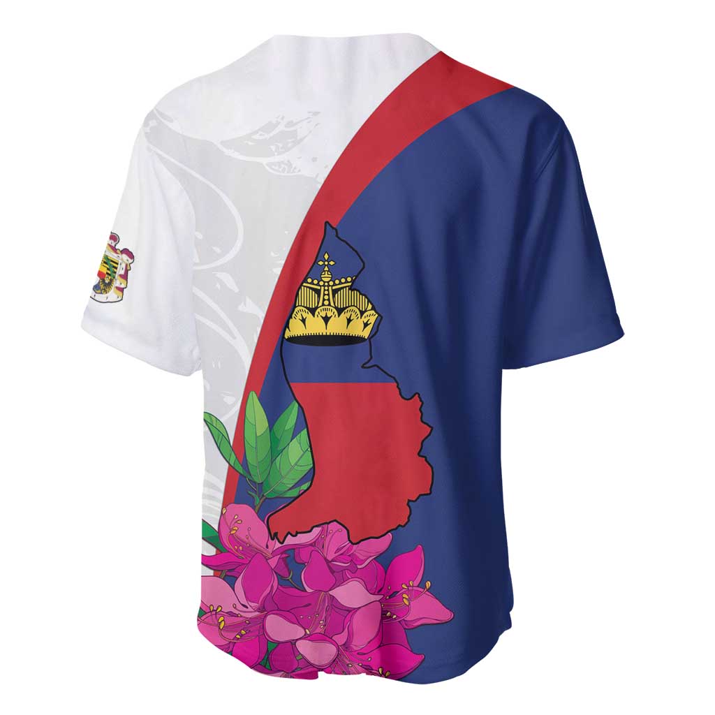 Furstentum Liechtenstein Baseball Jersey Kestrel With Alpine Rose Flower