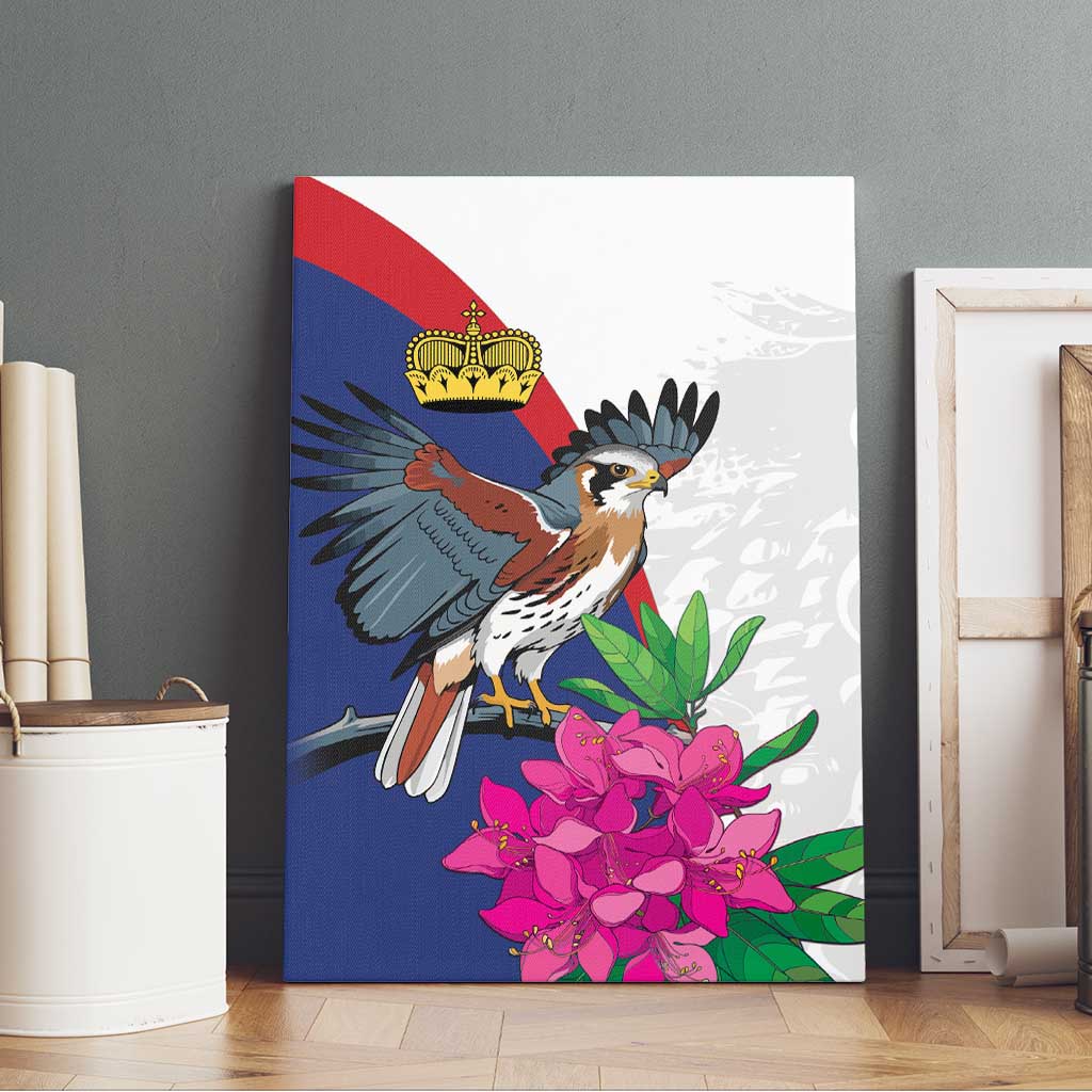 Furstentum Liechtenstein Canvas Wall Art Kestrel With Alpine Rose Flower