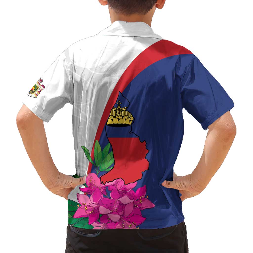 Furstentum Liechtenstein Family Matching Puletasi and Hawaiian Shirt Kestrel With Alpine Rose Flower