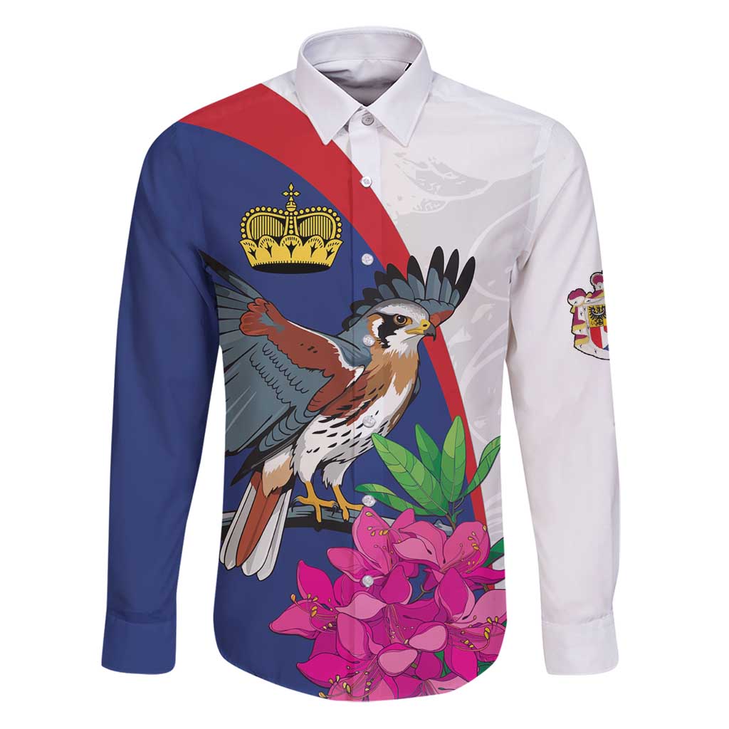 Furstentum Liechtenstein Family Matching Puletasi and Hawaiian Shirt Kestrel With Alpine Rose Flower