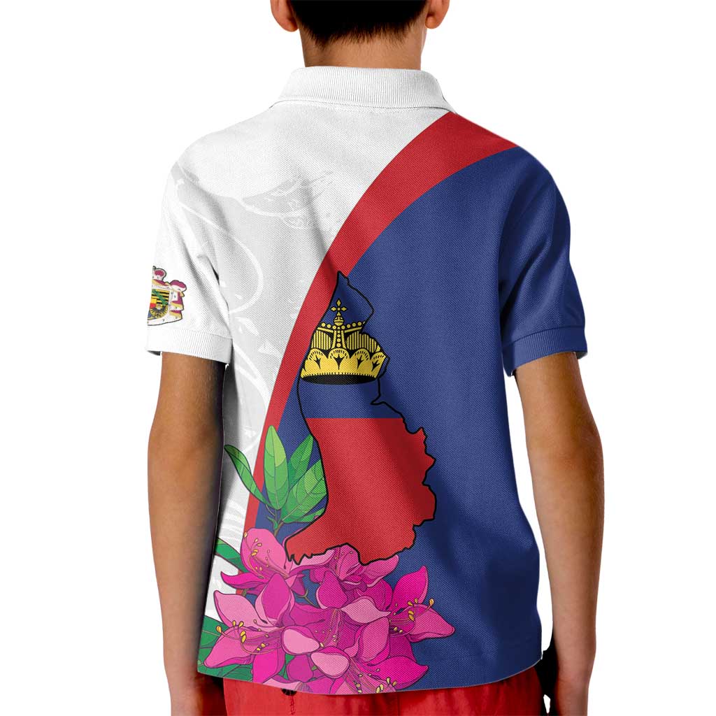 Furstentum Liechtenstein Kid Polo Shirt Kestrel With Alpine Rose Flower