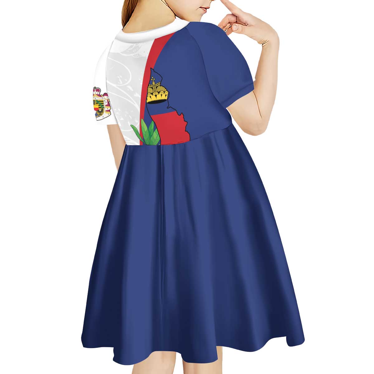 Furstentum Liechtenstein Kid Short Sleeve Dress Kestrel With Alpine Rose Flower