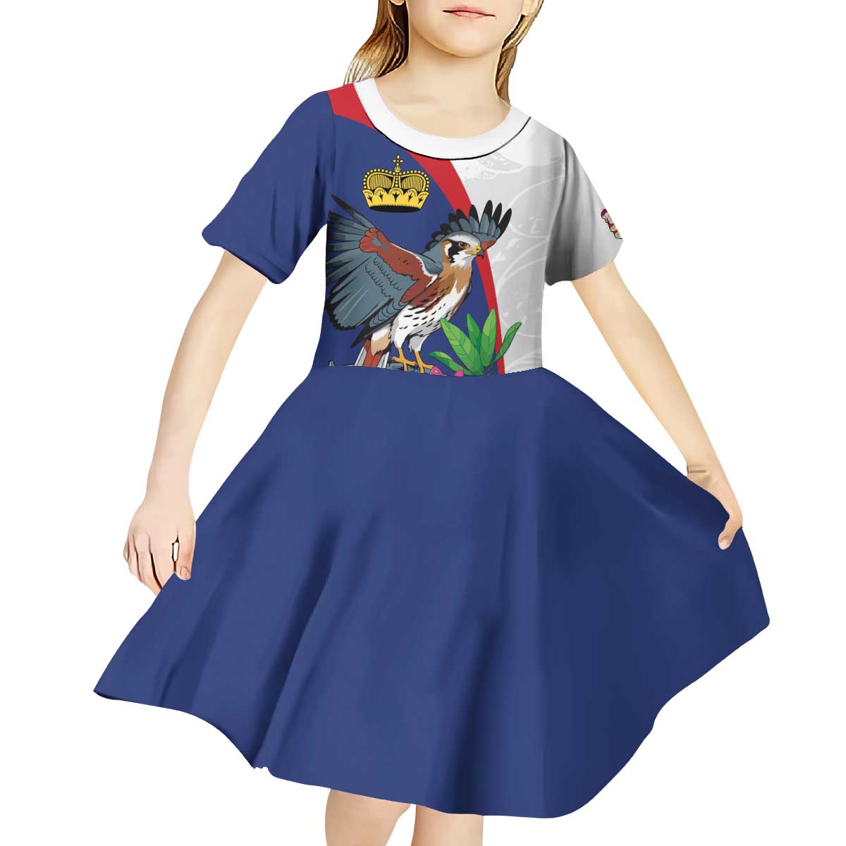 Furstentum Liechtenstein Kid Short Sleeve Dress Kestrel With Alpine Rose Flower