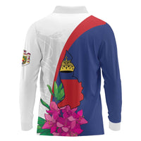 Furstentum Liechtenstein Long Sleeve Polo Shirt Kestrel With Alpine Rose Flower