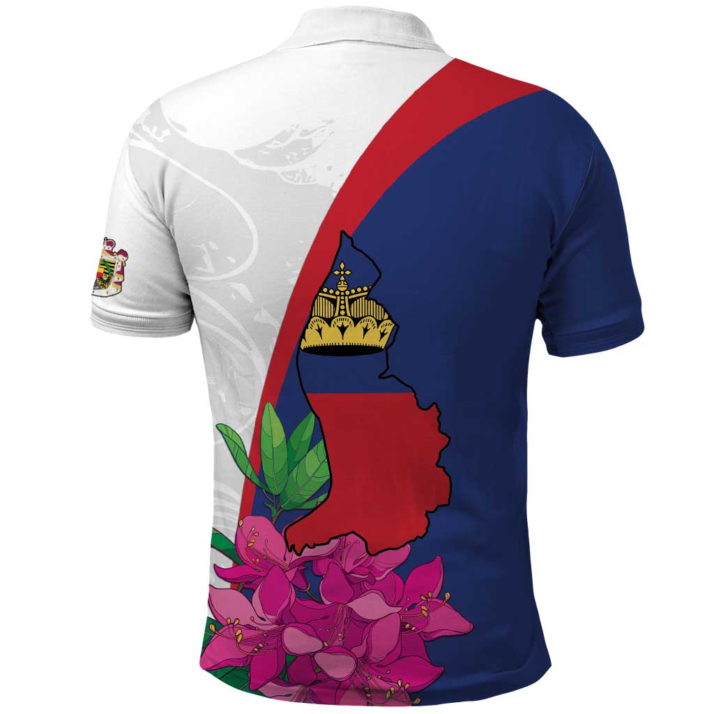 Furstentum Liechtenstein Polo Shirt Kestrel With Alpine Rose Flower