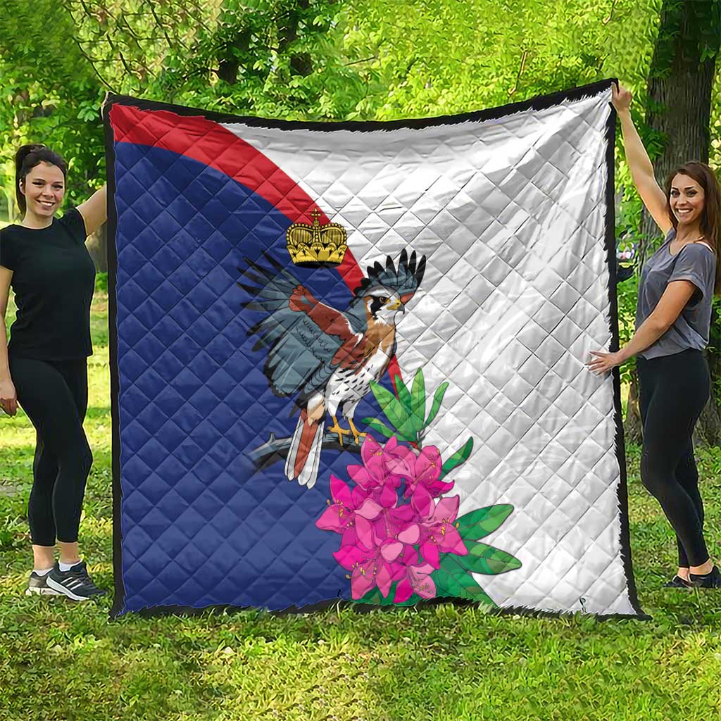 Furstentum Liechtenstein Quilt Kestrel With Alpine Rose Flower