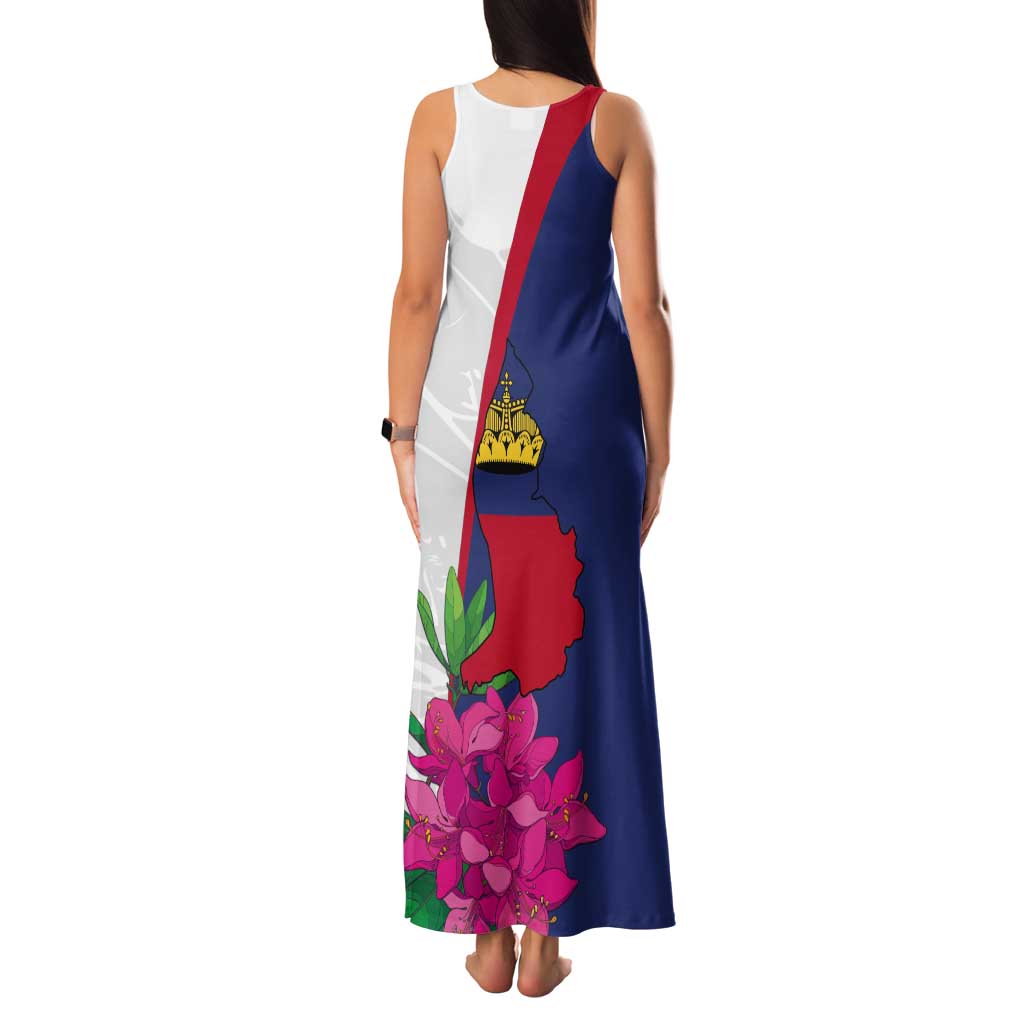 Furstentum Liechtenstein Tank Maxi Dress Kestrel With Alpine Rose Flower