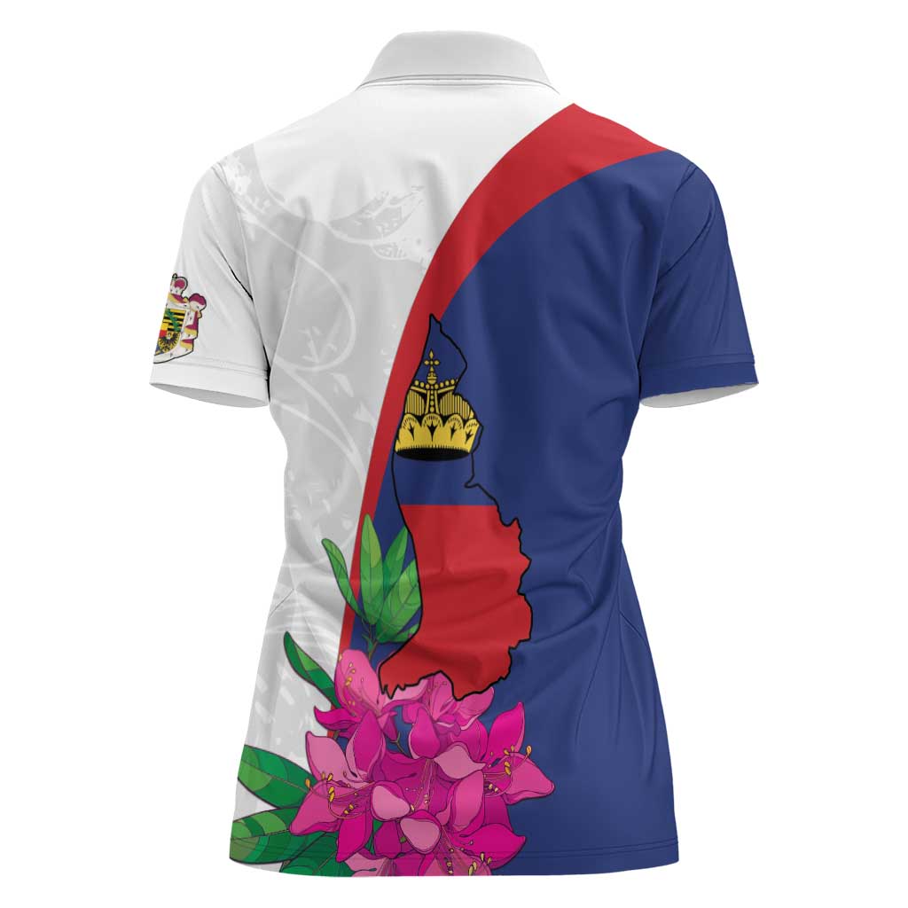 Furstentum Liechtenstein Women Polo Shirt Kestrel With Alpine Rose Flower