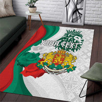 Personalized Bulgaria Independence Day Area Rug Suedinenieto Pravi Silata Folk Pattern