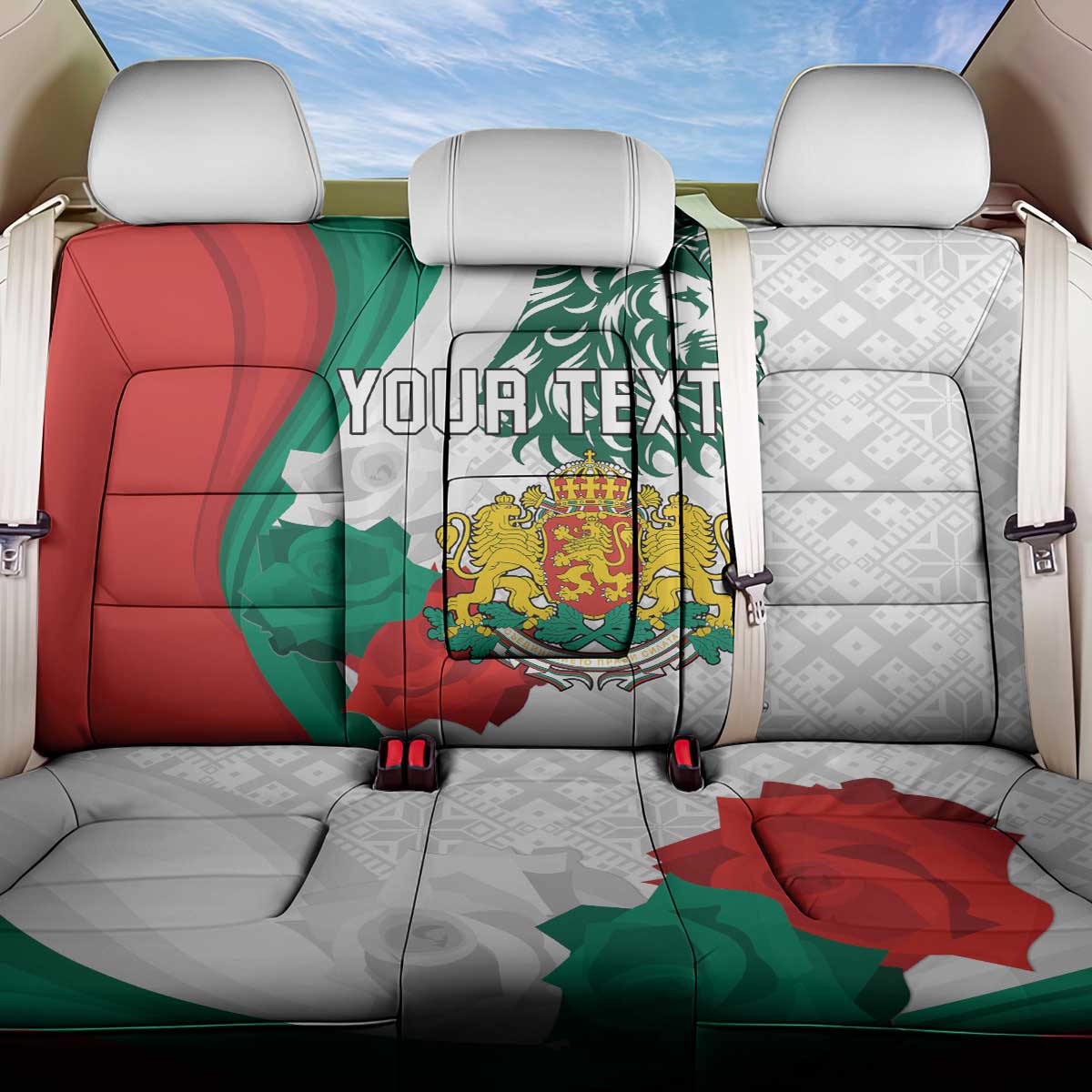 Personalized Bulgaria Independence Day Back Car Seat Cover Suedinenieto Pravi Silata Folk Pattern