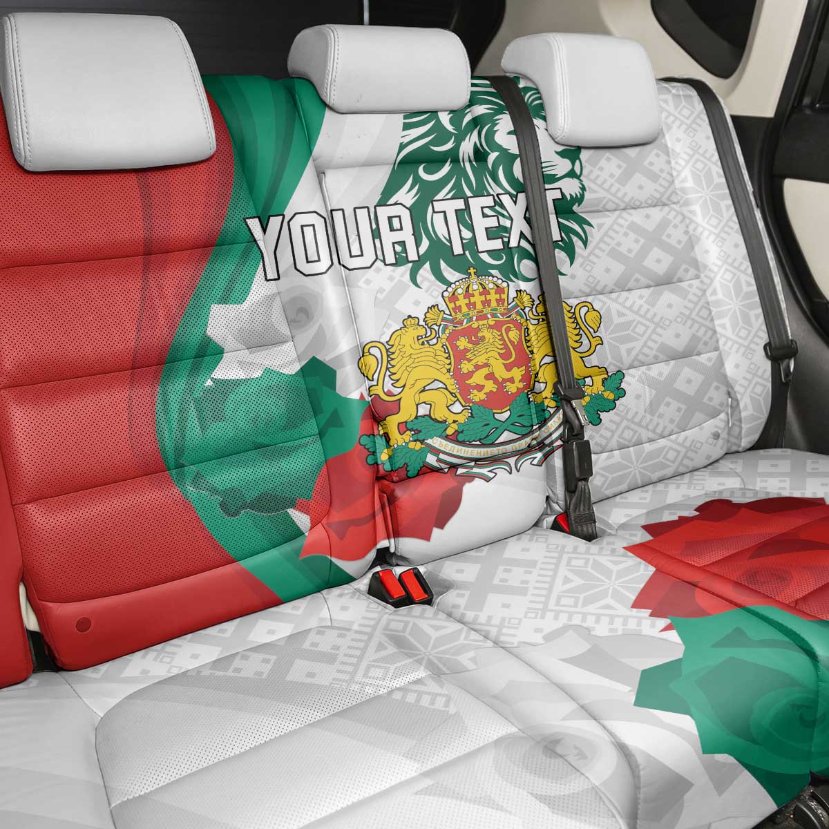 Personalized Bulgaria Independence Day Back Car Seat Cover Suedinenieto Pravi Silata Folk Pattern