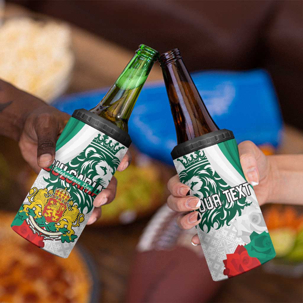 Personalized Bulgaria Independence Day 4 in 1 Can Cooler Tumbler Suedinenieto Pravi Silata Folk Pattern