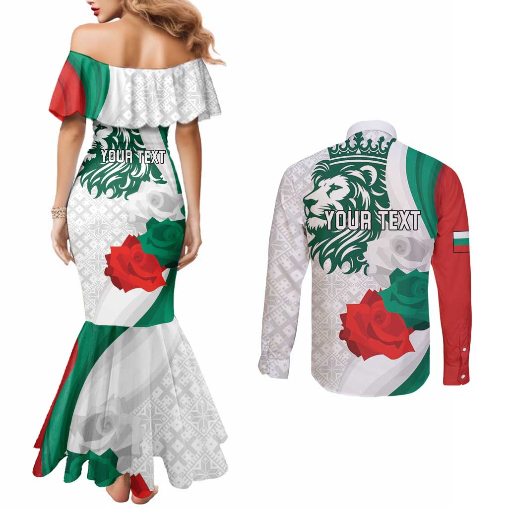 Personalized Bulgaria Independence Day Couples Matching Mermaid Dress and Long Sleeve Button Shirt Suedinenieto Pravi Silata Folk Pattern