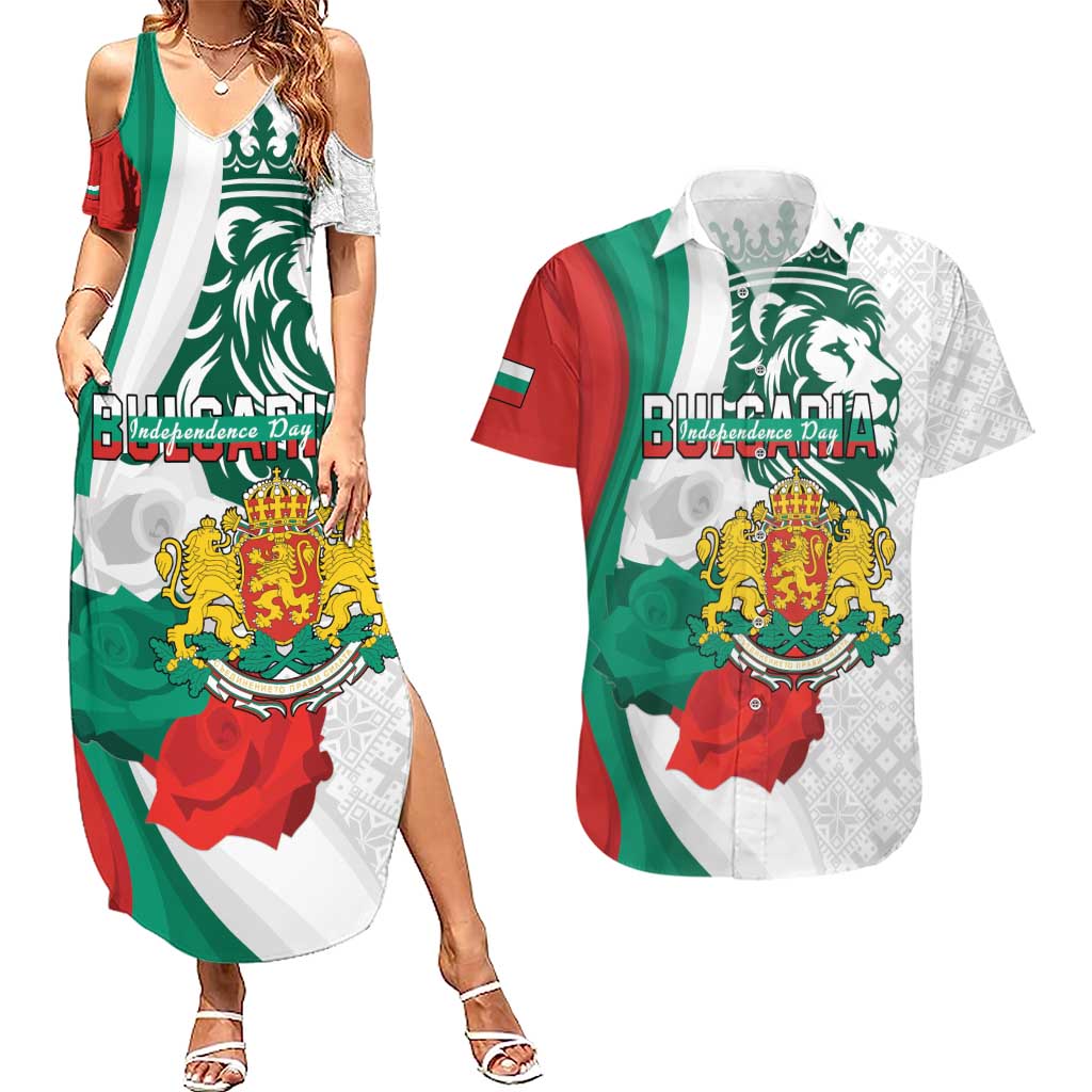 Personalized Bulgaria Independence Day Couples Matching Summer Maxi Dress and Hawaiian Shirt Suedinenieto Pravi Silata Folk Pattern