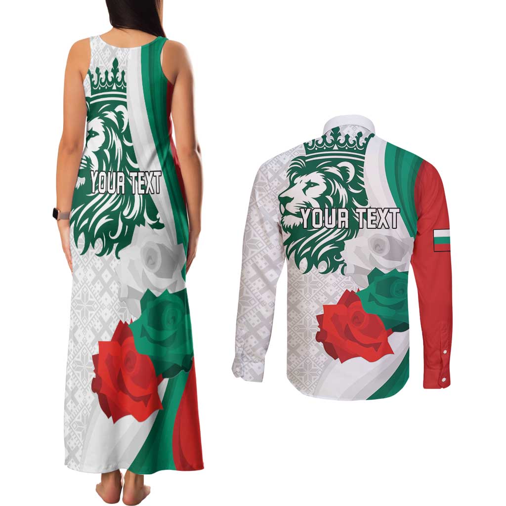 Personalized Bulgaria Independence Day Couples Matching Tank Maxi Dress and Long Sleeve Button Shirt Suedinenieto Pravi Silata Folk Pattern