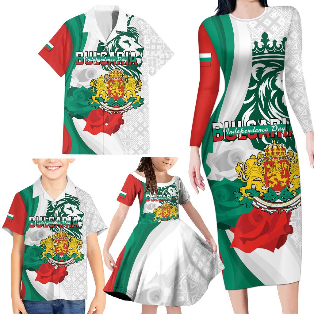 Personalized Bulgaria Independence Day Family Matching Long Sleeve Bodycon Dress and Hawaiian Shirt Suedinenieto Pravi Silata Folk Pattern