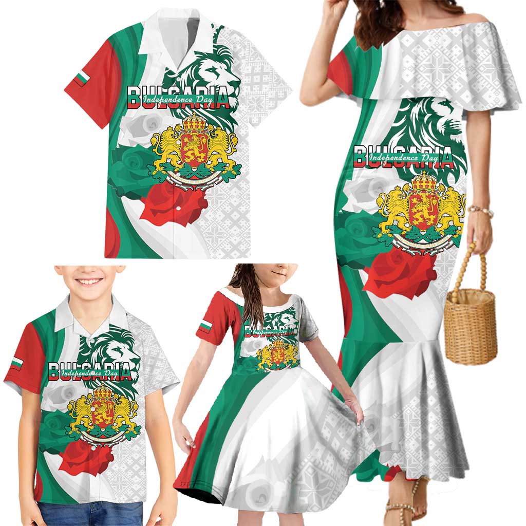 Personalized Bulgaria Independence Day Family Matching Mermaid Dress and Hawaiian Shirt Suedinenieto Pravi Silata Folk Pattern