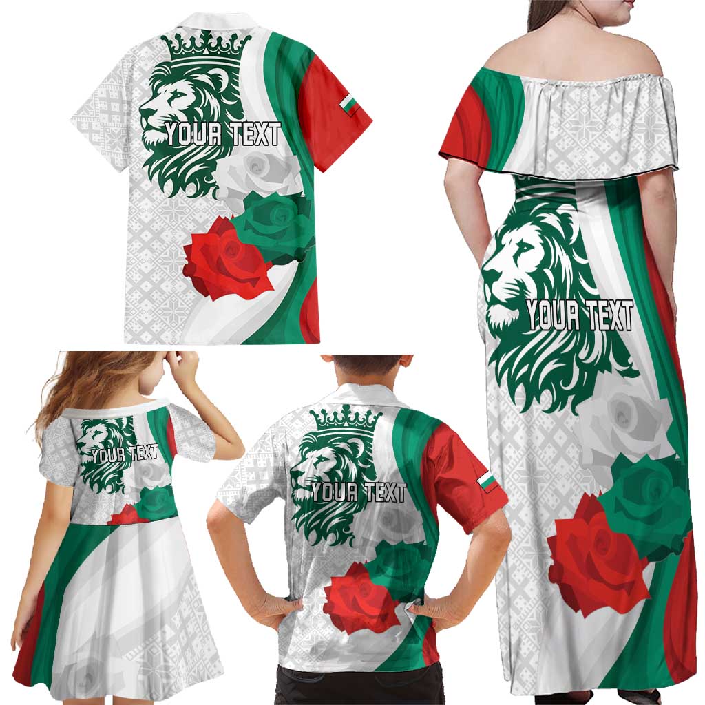 Personalized Bulgaria Independence Day Family Matching Off Shoulder Maxi Dress and Hawaiian Shirt Suedinenieto Pravi Silata Folk Pattern