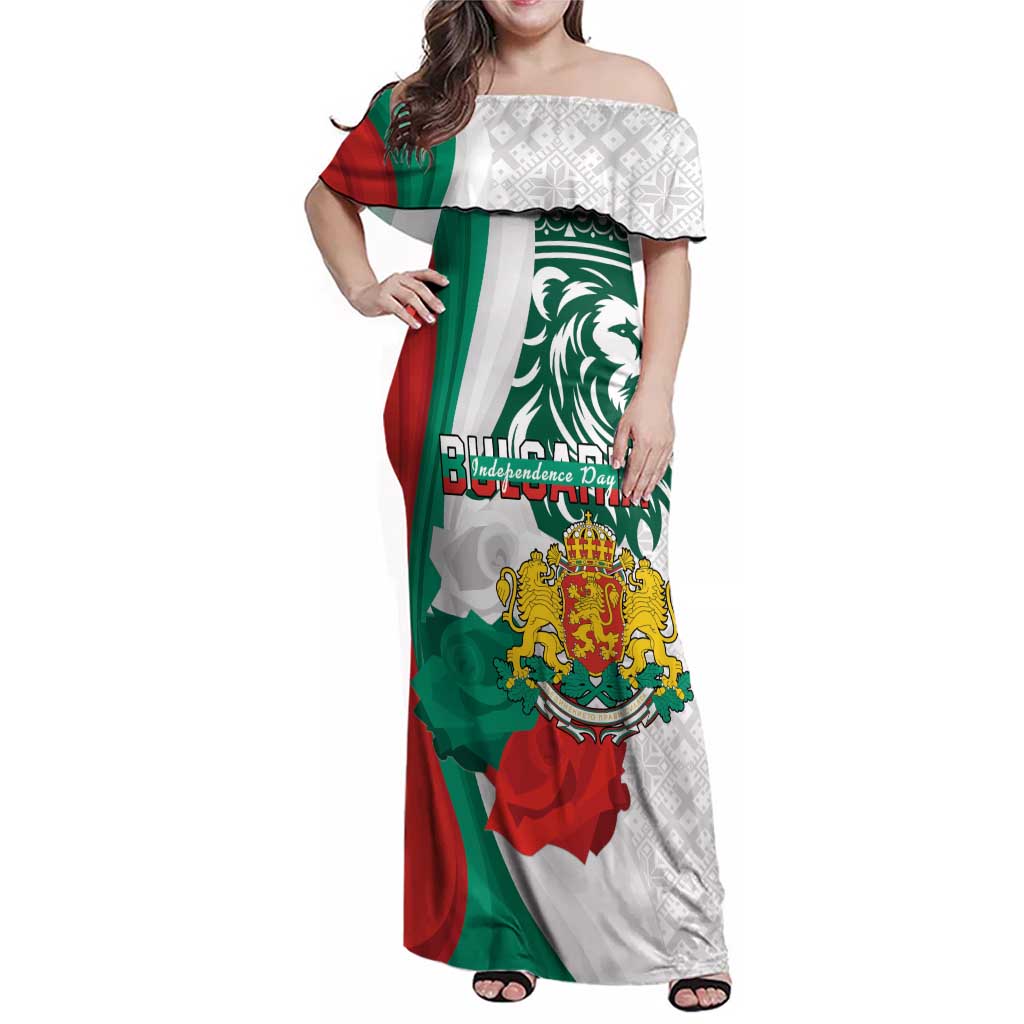 Personalized Bulgaria Independence Day Family Matching Off Shoulder Maxi Dress and Hawaiian Shirt Suedinenieto Pravi Silata Folk Pattern