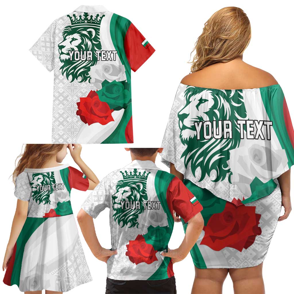 Personalized Bulgaria Independence Day Family Matching Off Shoulder Short Dress and Hawaiian Shirt Suedinenieto Pravi Silata Folk Pattern