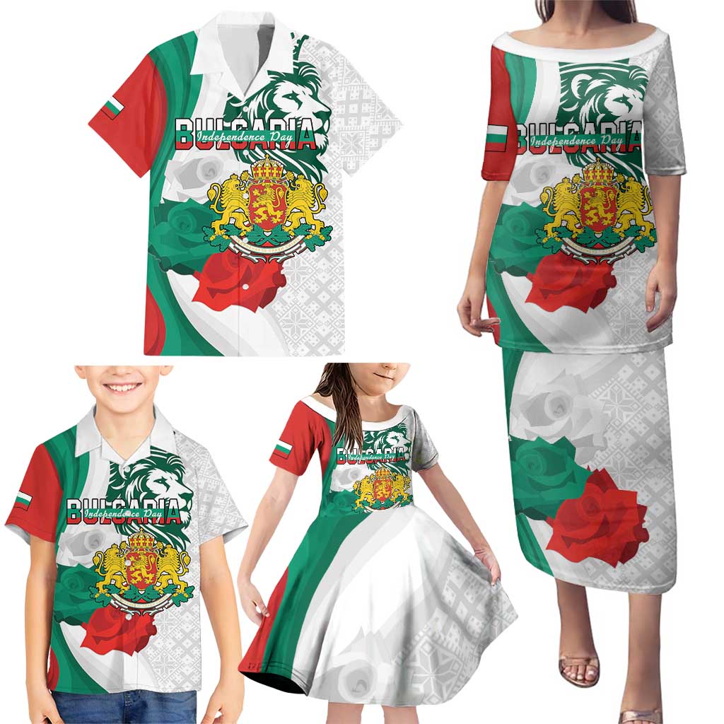 Personalized Bulgaria Independence Day Family Matching Puletasi and Hawaiian Shirt Suedinenieto Pravi Silata Folk Pattern