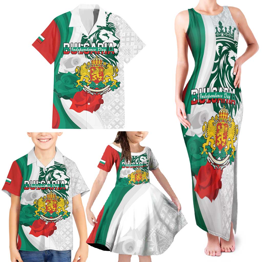 Personalized Bulgaria Independence Day Family Matching Tank Maxi Dress and Hawaiian Shirt Suedinenieto Pravi Silata Folk Pattern